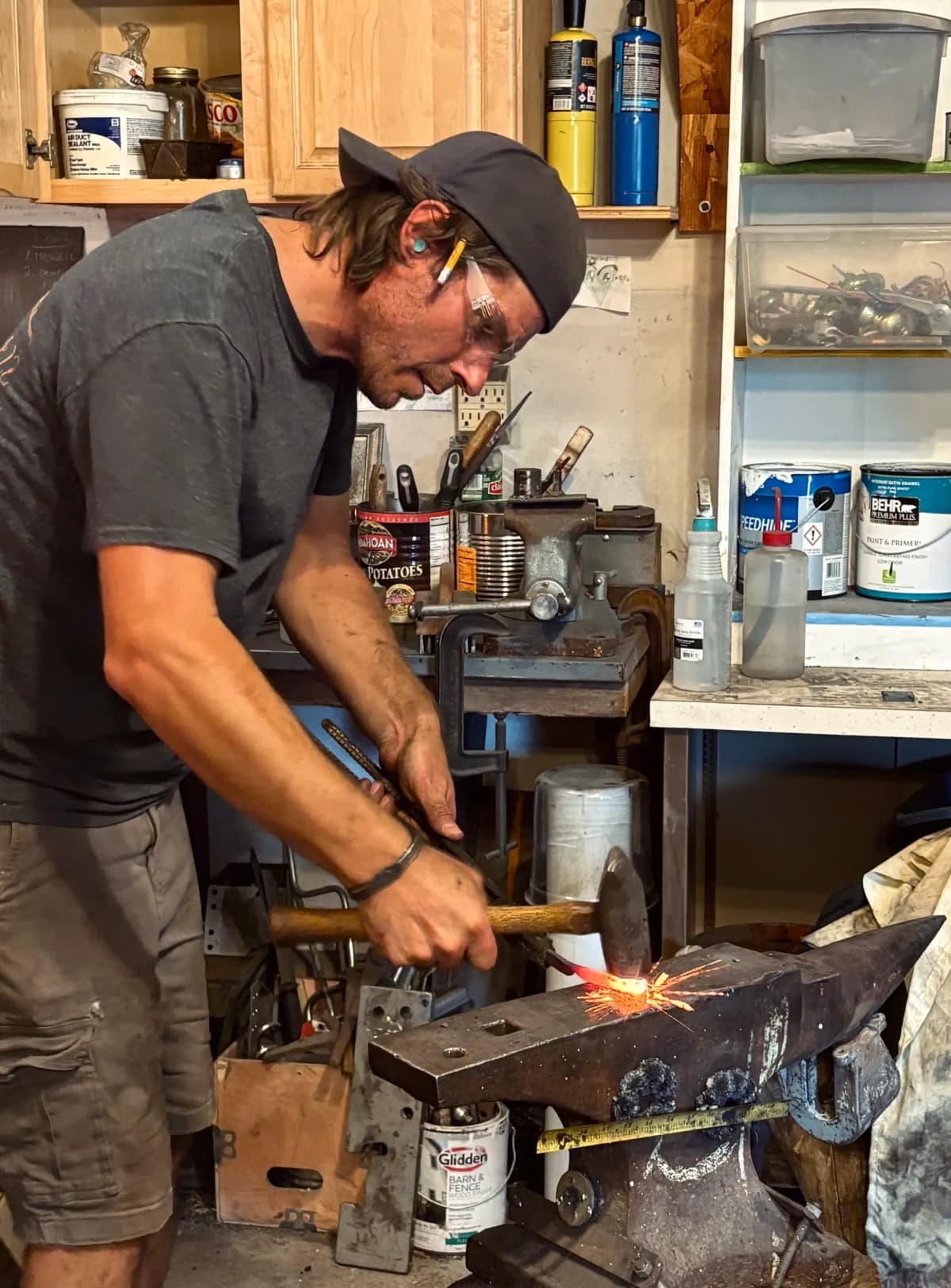 Blacksmith workshop with forge and tools